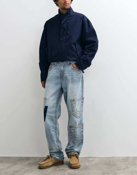 True Religion loose fit bobby super T flap pocket jeans in light wash blue - view 1