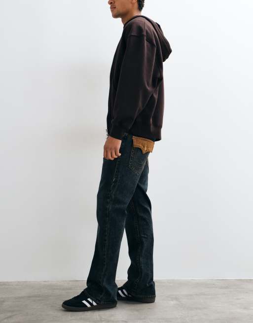 True Religion loose fit bobby ultrasuede flap pocket jeans in washed brown, 2 of 5