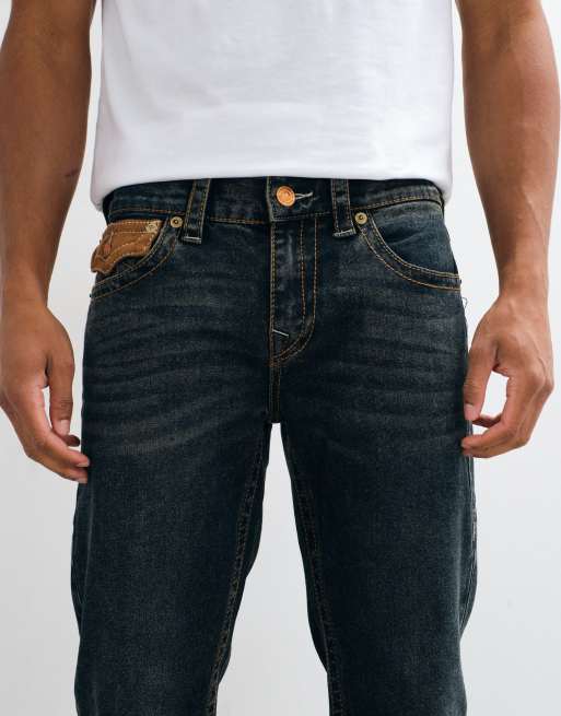 True Religion loose fit bobby ultrasuede flap pocket jeans in washed brown, 4 of 5