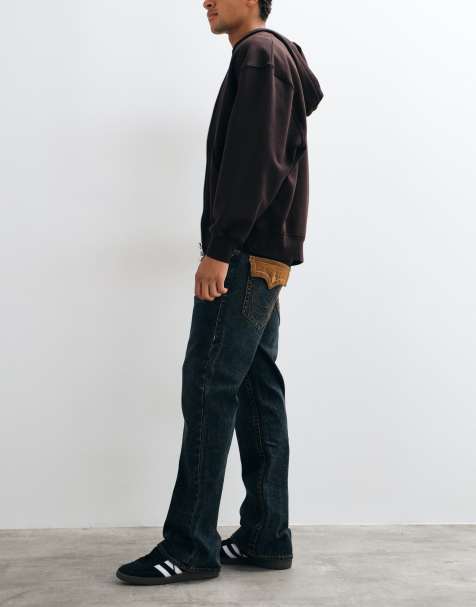 True Religion loose fit Bobby Ultrasuede jeans met klepzakken in bruine wassing - view 1