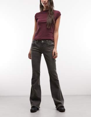 True Religion low rise flare jeans in charcoal-Grey