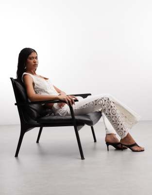 True Religion mid rise crochet detail flare jeans in white - part of a set white