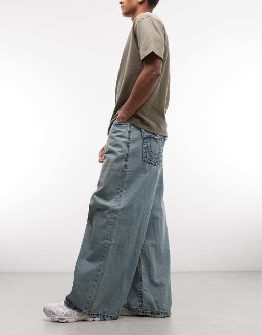 True Religion - Mikey Big T - Jean ultra baggy - Bleu clair teinté délavé, 3 de 5