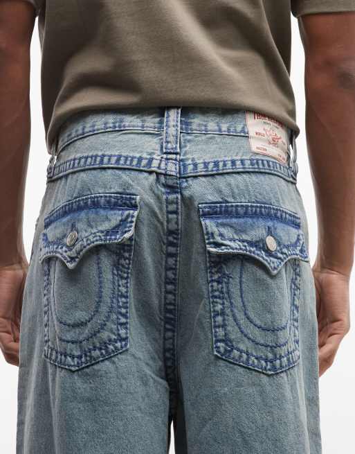 True Religion - Mikey Big T - Jean ultra baggy - Bleu clair teinté délavé, 4 de 5