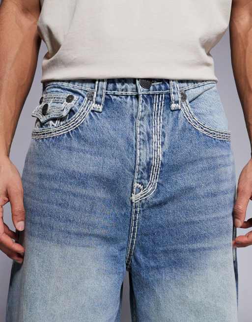 True Religion - Mikey - Super-baggy jeans med flaplommer i forvasket blå, 5 af 5
