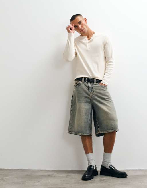 True Religion Mikey Super T denimshorts med flap-lommer og loose fit i lys vask, 3 af 5