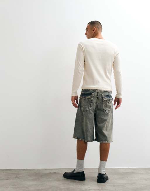 True Religion Mikey Super T denimshorts med flap-lommer og loose fit i lys vask, 5 af 5