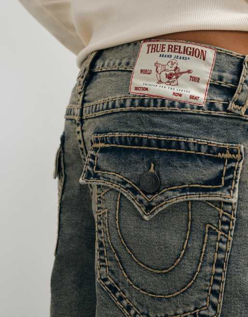True Religion mikey super T flap pocket denim loose fit shorts in light wash, 2 of 5