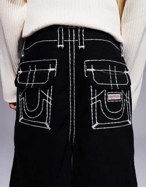 True Religion 黒 ショートパンツ ブラック（黒）系 TRUE RELIGION(トゥルーレリジョン) ハーフ