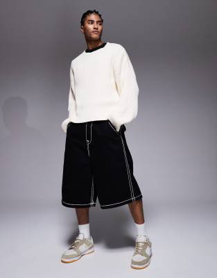 True Religion - Mikey Super Wide T - Bermuda ultra-ample - Indigo foncé-Bleu