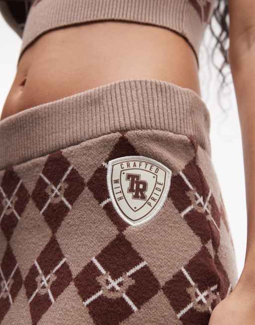 True Religion mini sweater skirt co-ord in argyle, 3 of 5