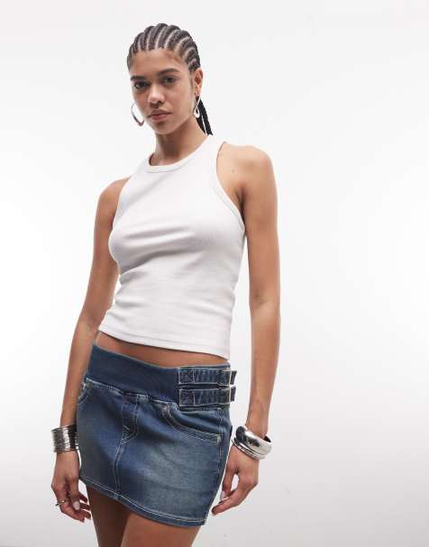 True Religion - Minigonna di jeans lavaggio blu medio stile Y2K - view 1