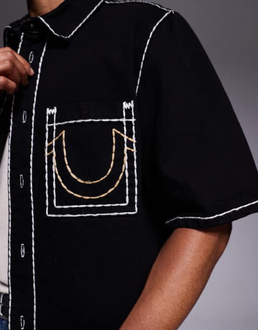 True Religion - Mørk indigoblå ekstra oversized denimskjorte , 5 af 5
