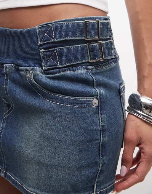 True Religion – Niebieska jeansowa spódnica mini w stylu lat dwutysięcznych, 3 z 5