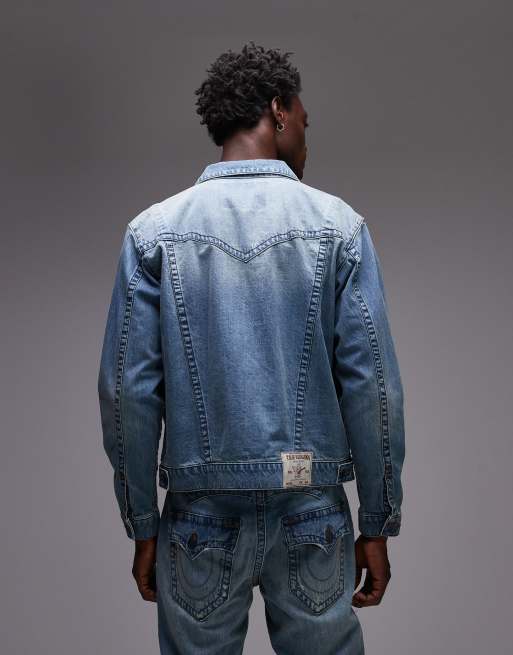 True Religion - Oversized denim jack met zakken met flap in blauwe wassing, deel van co-ord set, 3 van 5