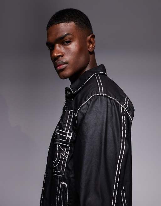 True Religion oversized super T jacket co-ord in coated black wash