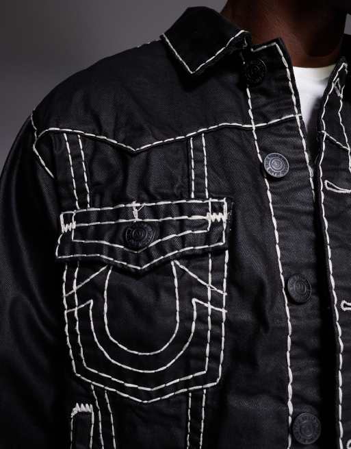 True Religion oversized super T jacket in coated black wash - part