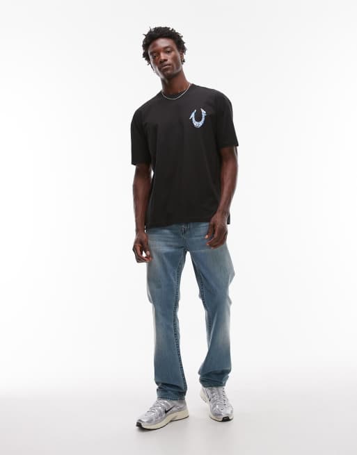 True Religion - Oversized T-shirt met geschilderd logo aan de achterkant in zwart, 2 van 5