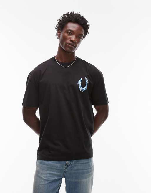 True Religion - Oversized T-shirt met geschilderd logo aan de achterkant in zwart, 3 van 5