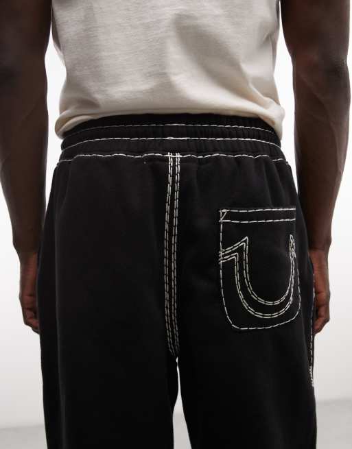 True Religion - Pantalon de jogging à surpiqûres contrastantes et cordon de serrage - Noir, 5 de 5