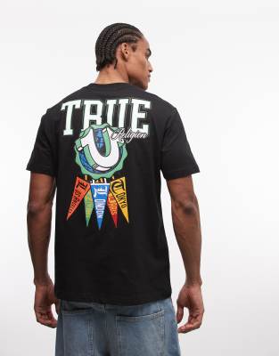 True Religion pennants T-shirt in jet black black 16390₽