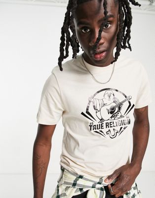 True Religion printed t-shirt in cream