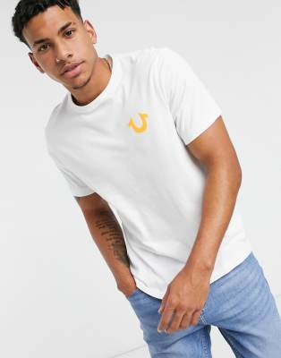 True Religion puffed back logo crew neck t-shirt-White