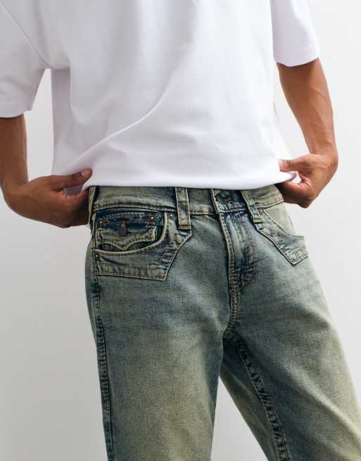 True Religion raka Ricky-jeans med lockfickor i ljusblå blekt tvätt, 5 av 5