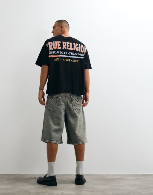 True Religion retro logo oversized t-shirt with back graphic in black, 2 of 5