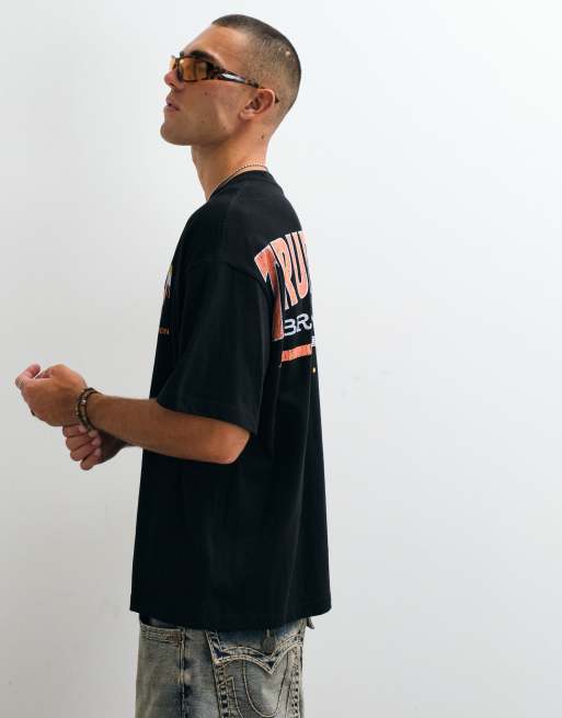 True Religion retro logo oversized t-shirt with back graphic in black, 5 of 5