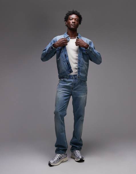 True Religion Ricky flap pocket baggy jeans in blue wash - part of a set - view 1
