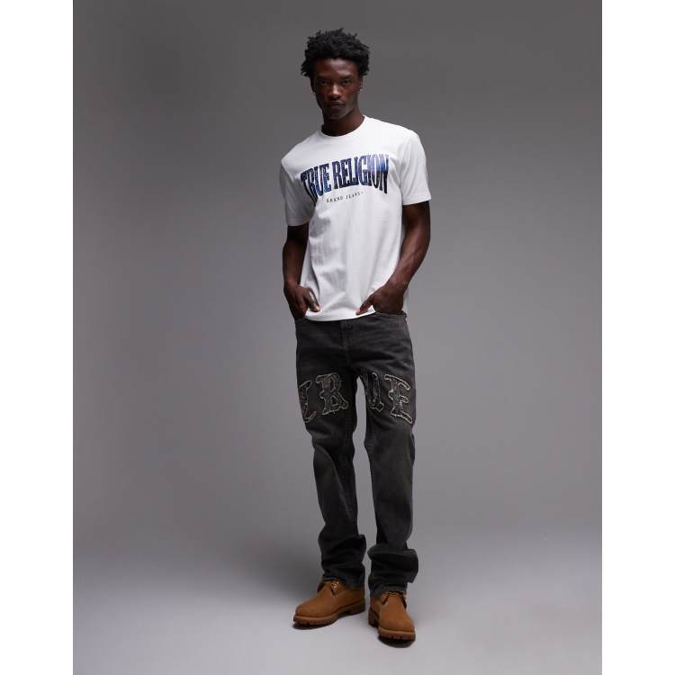 True Religion Ricky frayed embroidered logo front detail flap