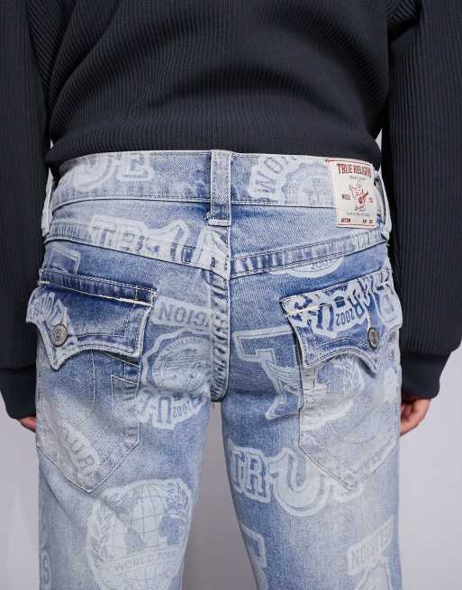 True Religion – Ricky – Ljusblå, tvättade jeans med raka ben och mönster, 4 av 5