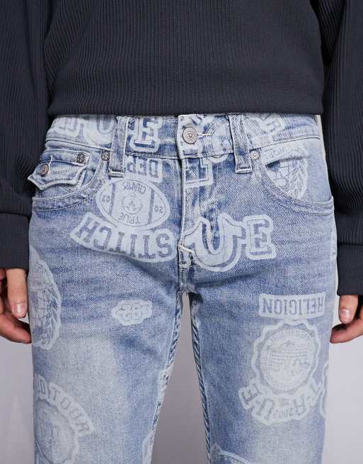 True Religion – Ricky – Ljusblå, tvättade jeans med raka ben och mönster, 5 av 5