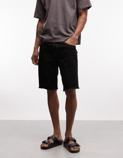 True Religion - Ricky - Short met gerafelde zoom in zwart met spoeling, 2 van 5