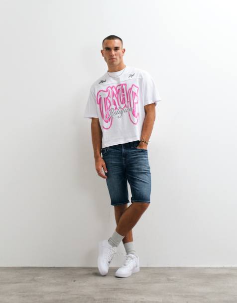 True Religion Ricky shorts in denim regular fit lavaggio medio blu - view 1