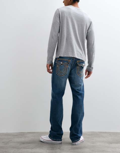 True Religion ricky straight fit ropestitch denimjeans med ficklock i mellanblå tvätt - view 1