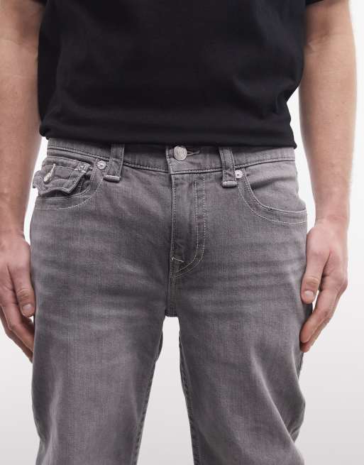 True Religion ricky straight jeans in grey chalk wash, 4 of 5