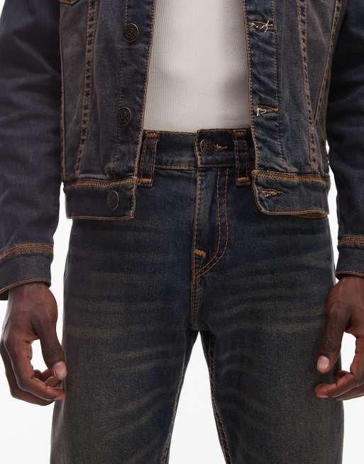 True Religion Ricky super flatlock flap pocket jeans co-ord in dark indigo wash, 5 of 5