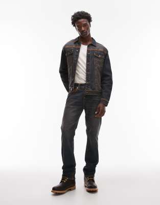 True Religion Ricky Super Flatlock Flap Pocket Jeans In Blue