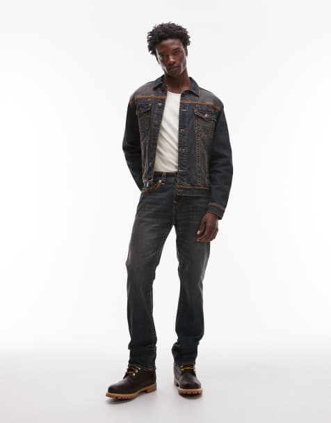 True Religion Ricky super flatlock flap pocket jeans in dark indigo wash - part of a set - view 1