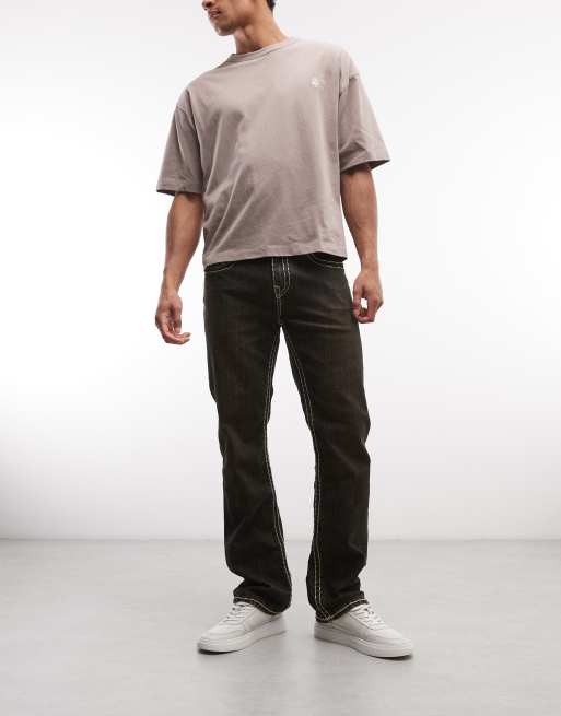 True Religion ricky super T flap pocket slim jeans in brown wash