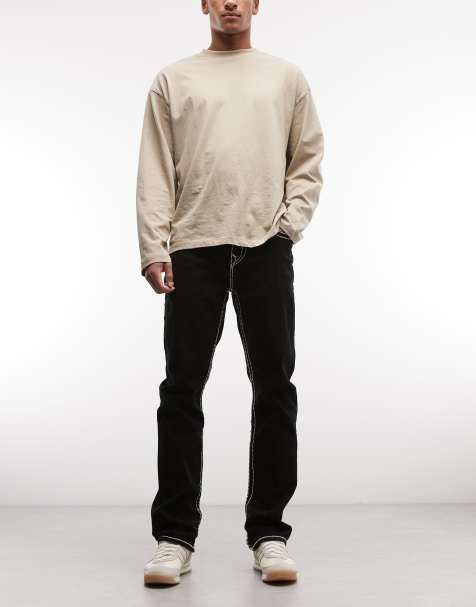 True Religion – Ricky Super T – Straight Jeans in schwarzer Rinse-Waschung - view 1