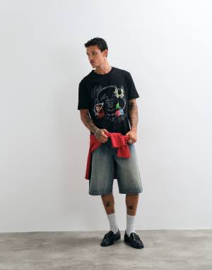 True Religion short sleeve buddha face graphic standard fit t-shirt in black