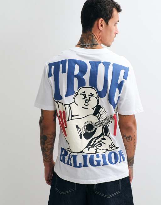 True Religion short sleeve buddha graphic back print t-shirt in white, 5 of 5