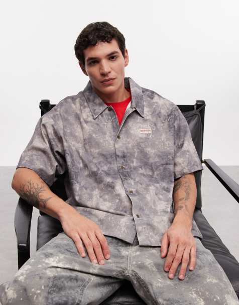 True Religion - Skjorte med camouflage-print i firkantet pasform - Del af sæt - view 1