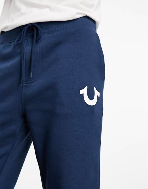 True Religion slim sweatpants in mid blue