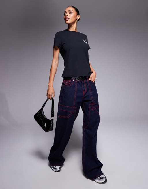 True Religion - Sort baby-T-shirt med rhinstenlogo på ryggen, 2 af 4