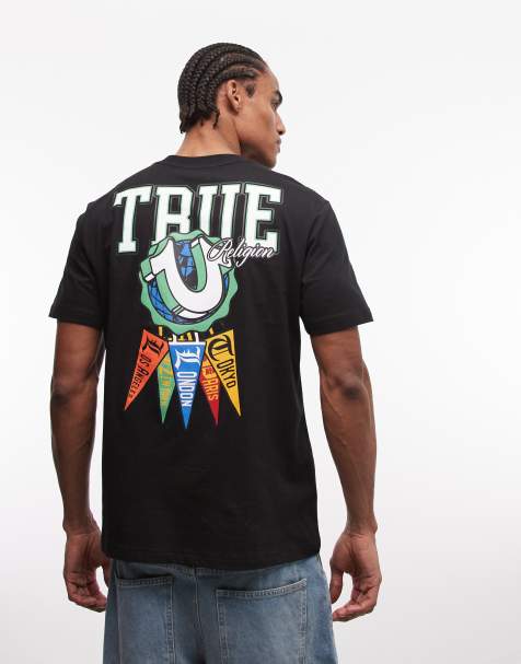 True Religion - Sort T-shirt med vimpelprint - view 1