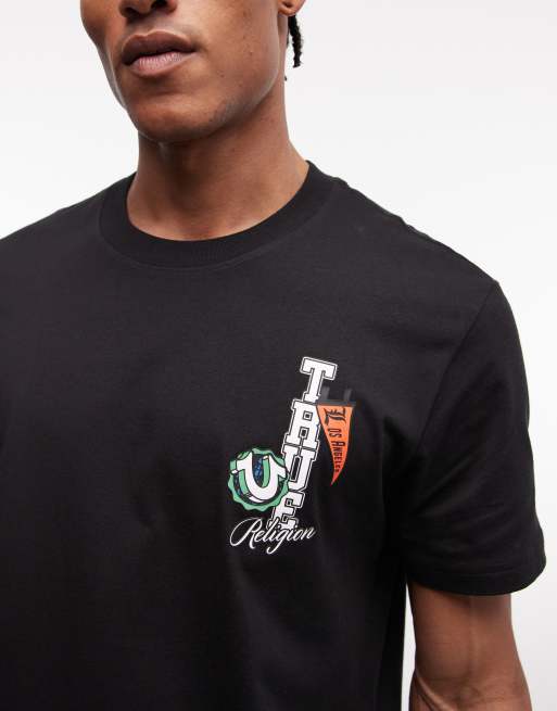 True Religion - Sort T-shirt med vimpelprint, 5 af 5